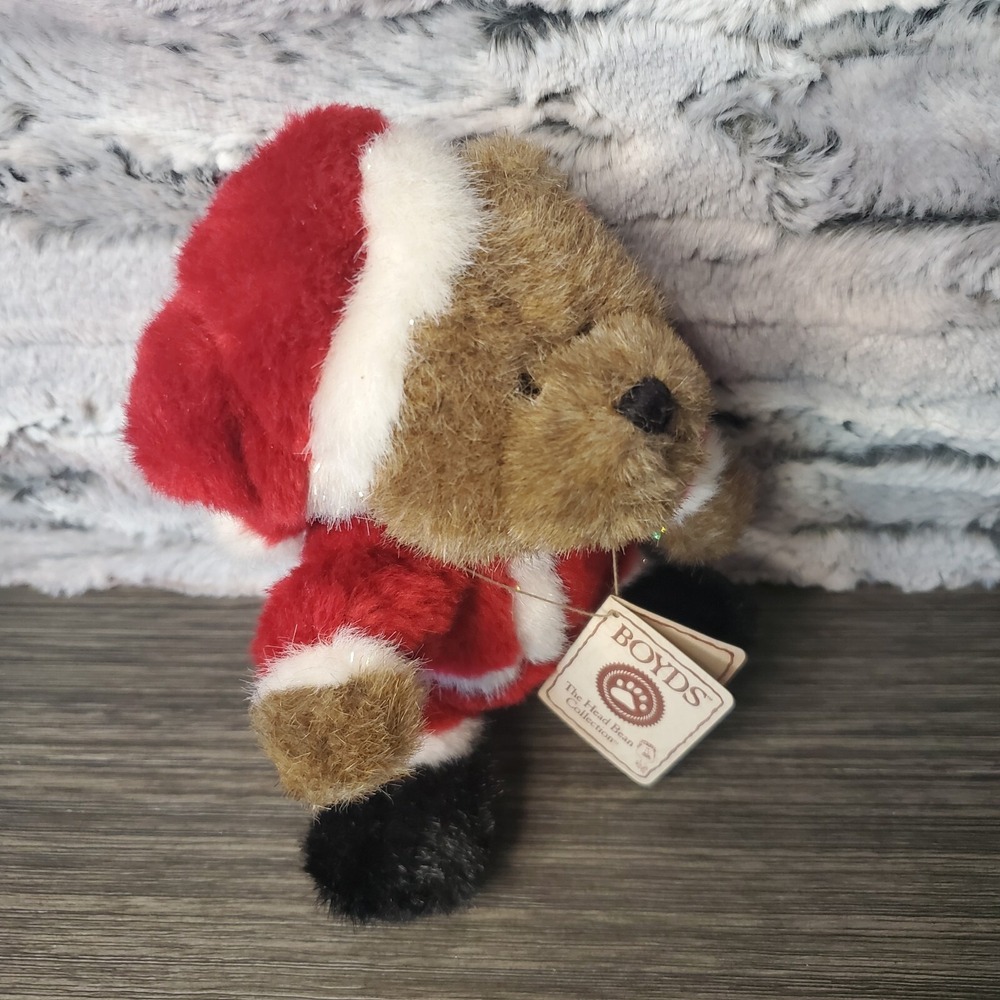 Boyd's Bear Head Bean Collection‎ Kringles Plush Stuffed 6" Animal Santa Claus